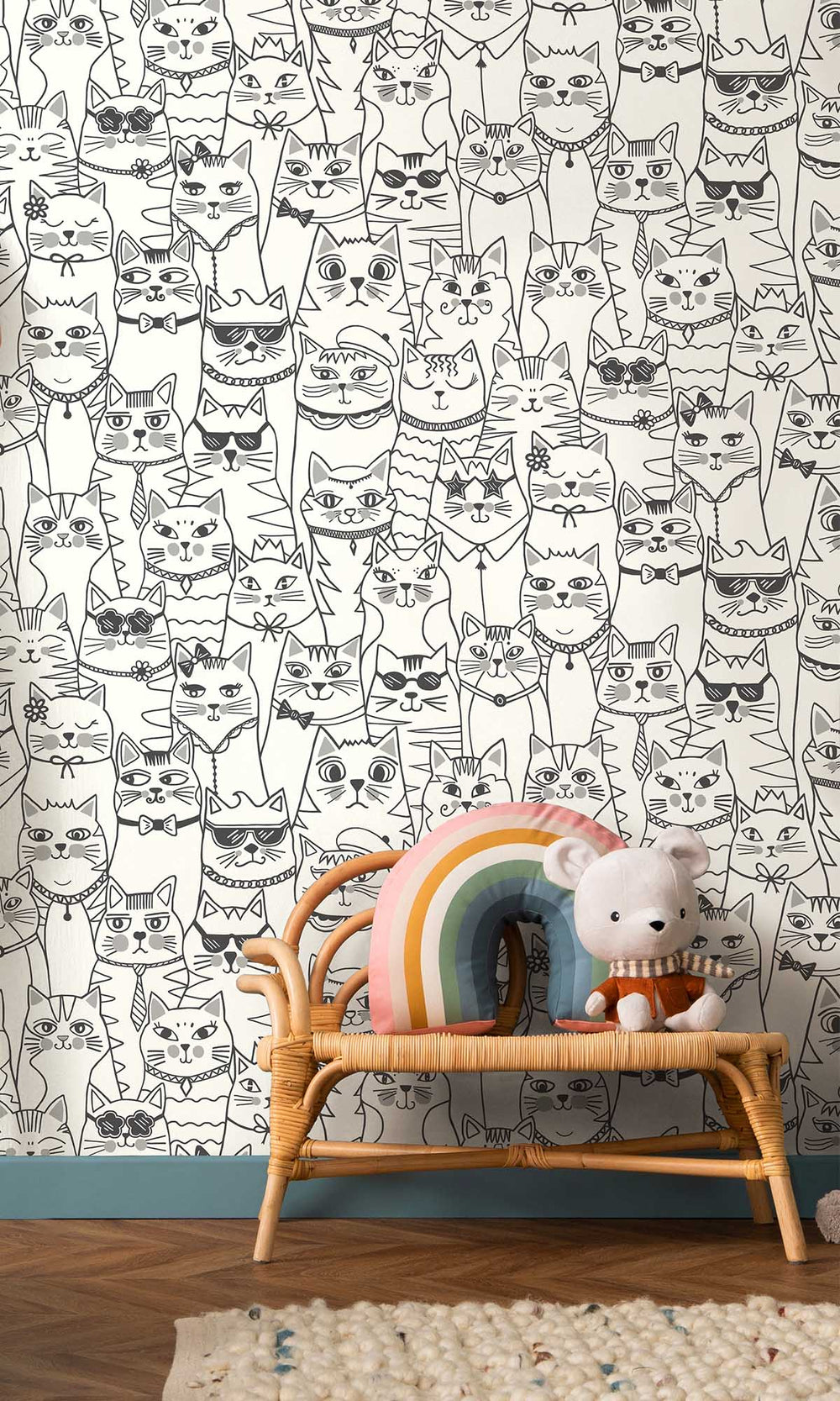 Black/White Cats Allover Wallpaper R10027
