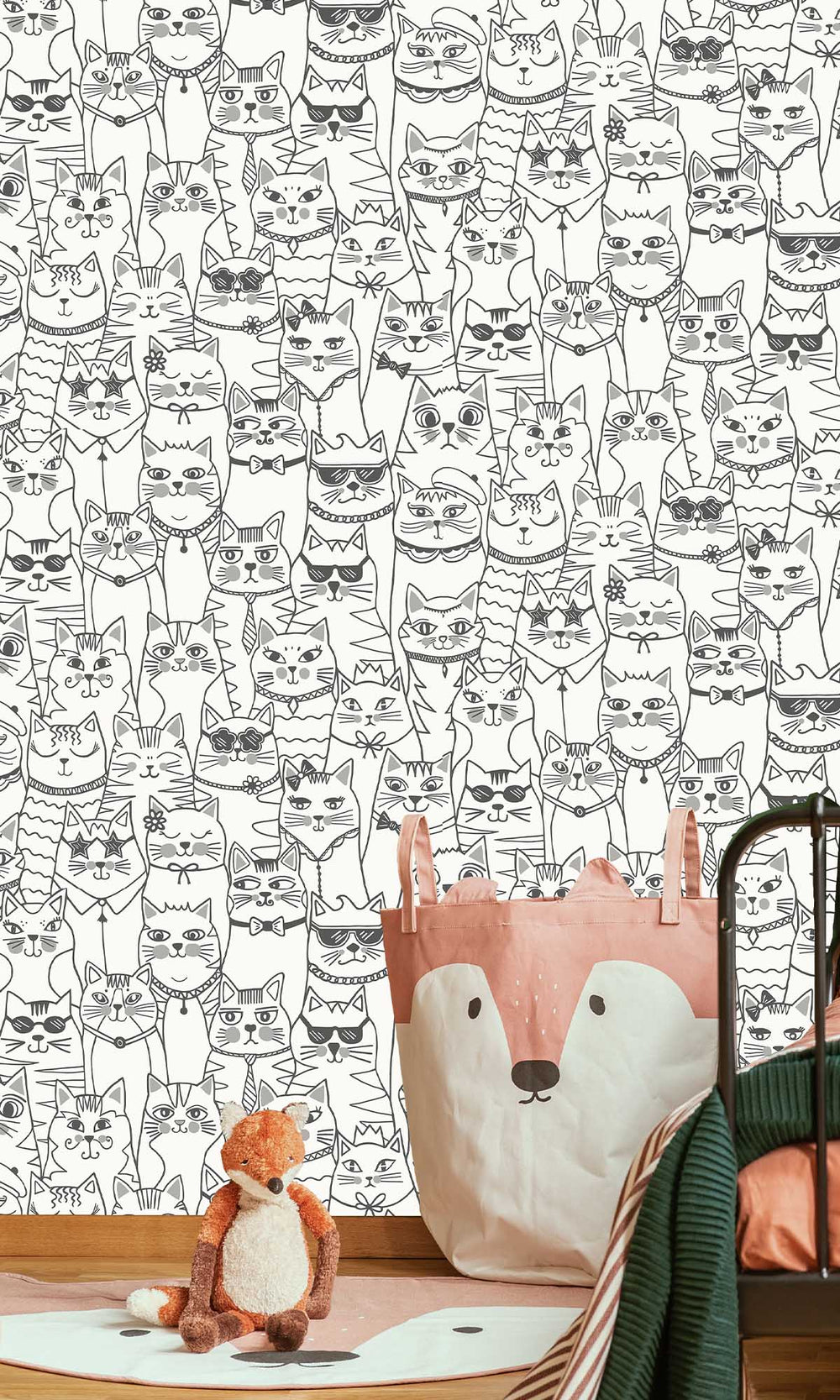 Black/White Cats Allover Wallpaper R10027