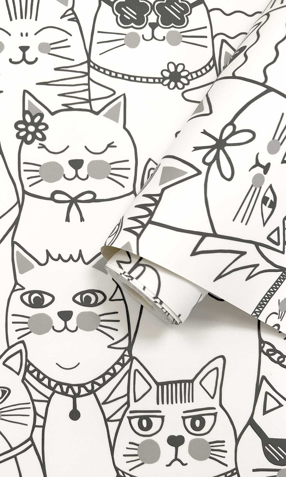 Black/White Cats Allover Wallpaper R10027
