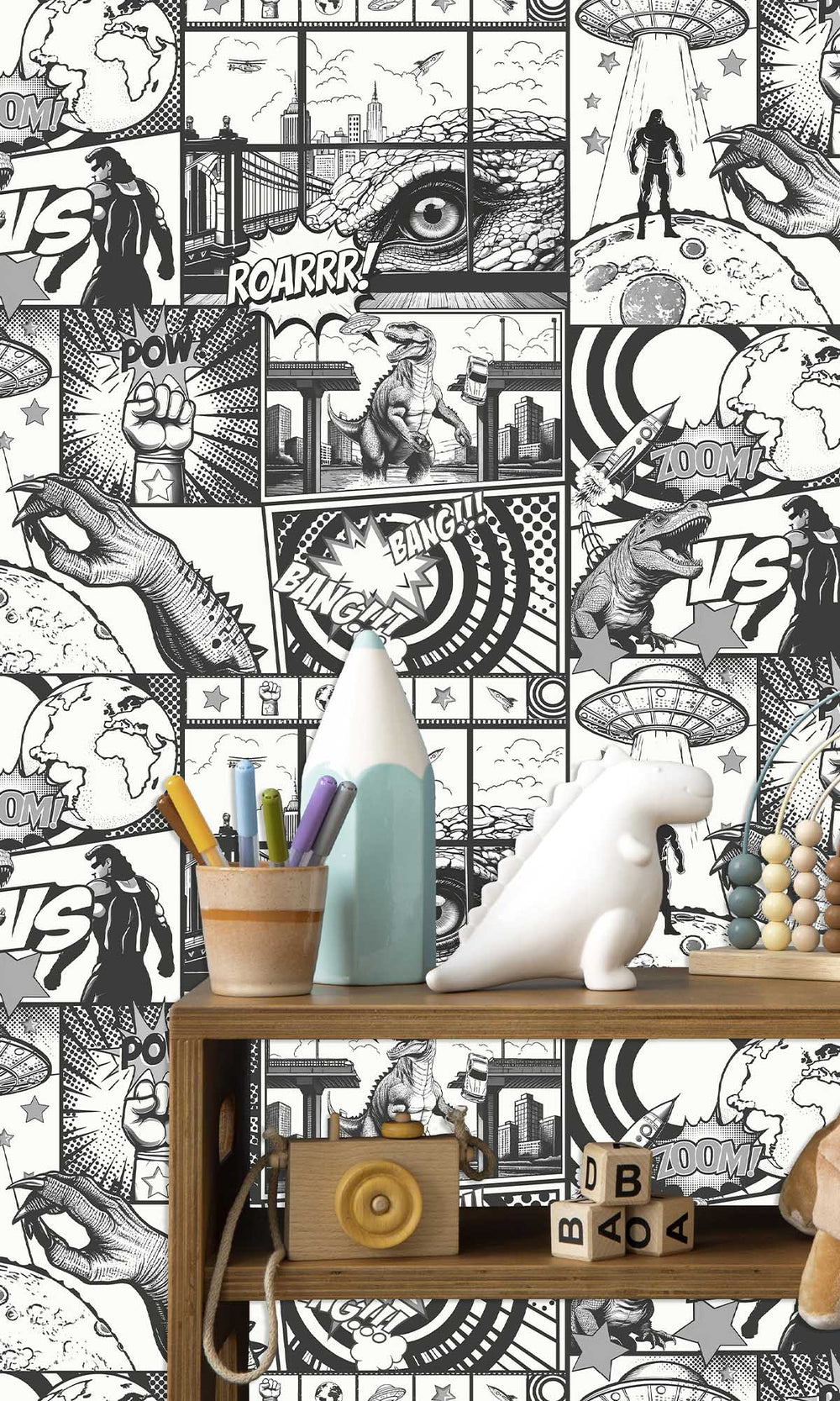 Black/White Comic Heroes Wallpaper R10028