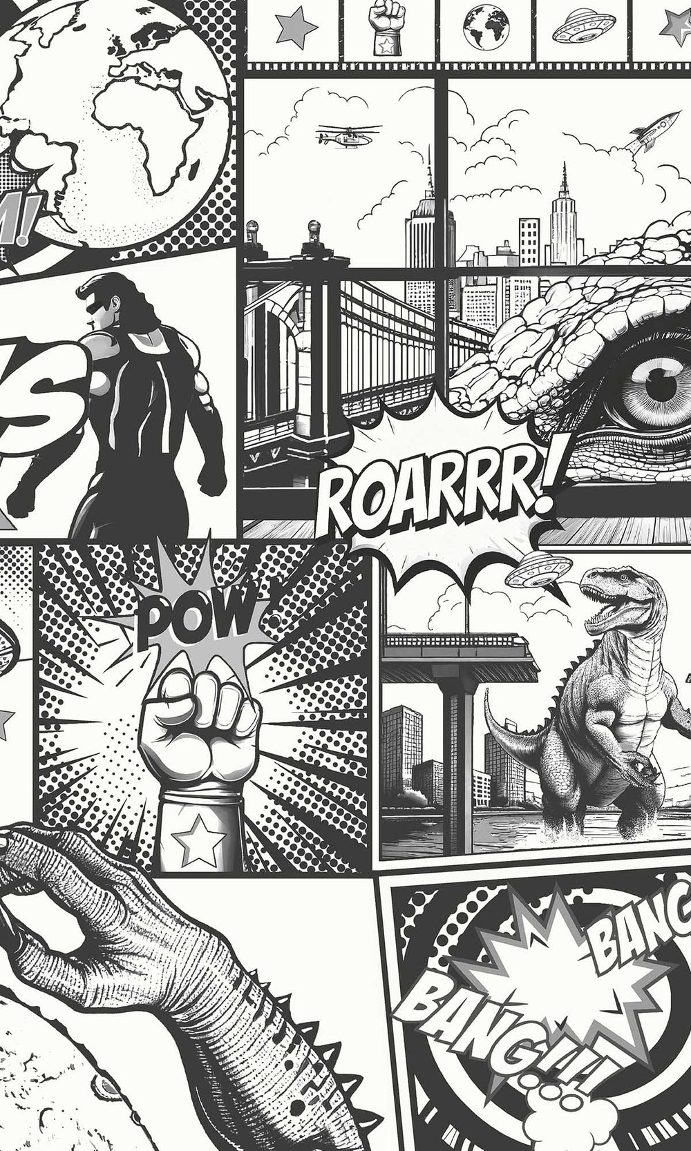Black/White Comic Heroes Wallpaper R10028