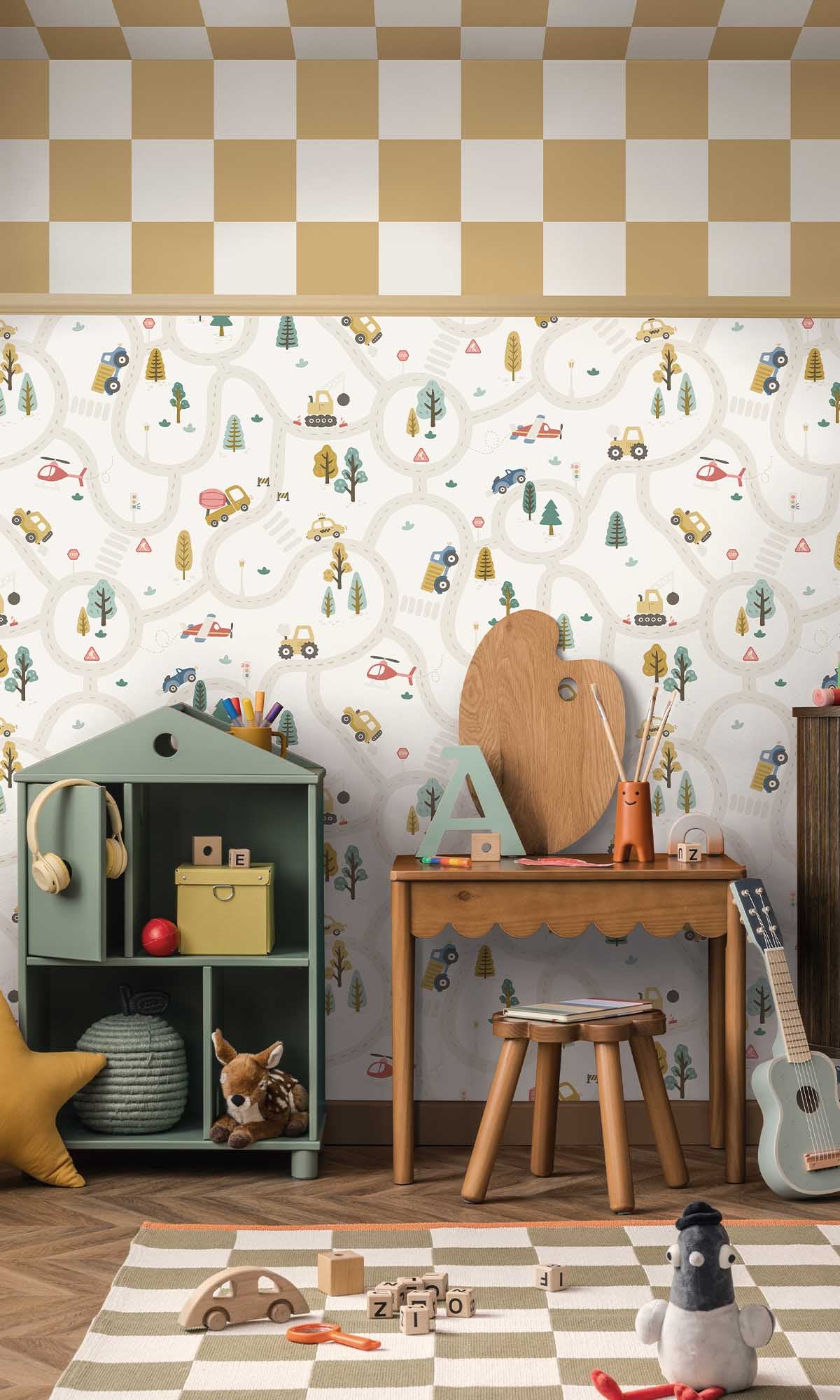 Cream/Multi Winding Roads of Adventure Wallpaper R10029
