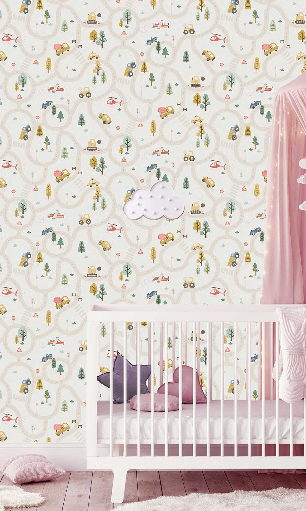 Cream/Multi Winding Roads of Adventure Wallpaper R10029
