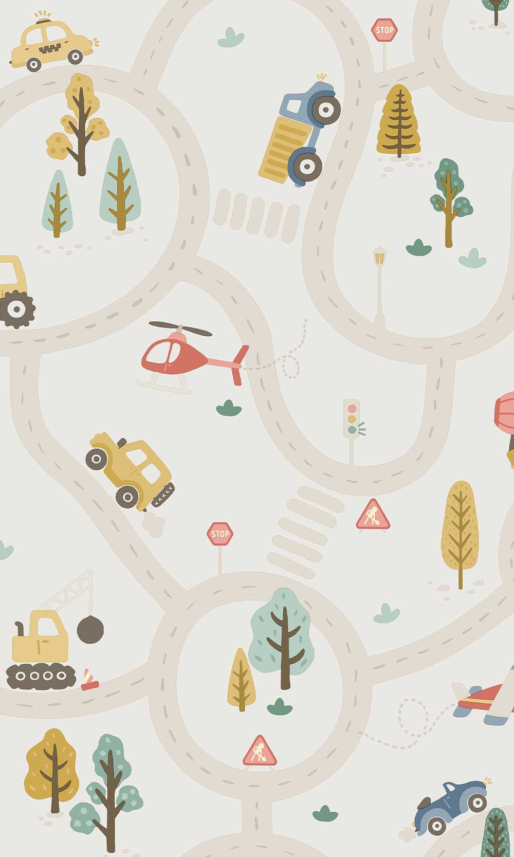 Cream/Multi Winding Roads of Adventure Wallpaper R10029