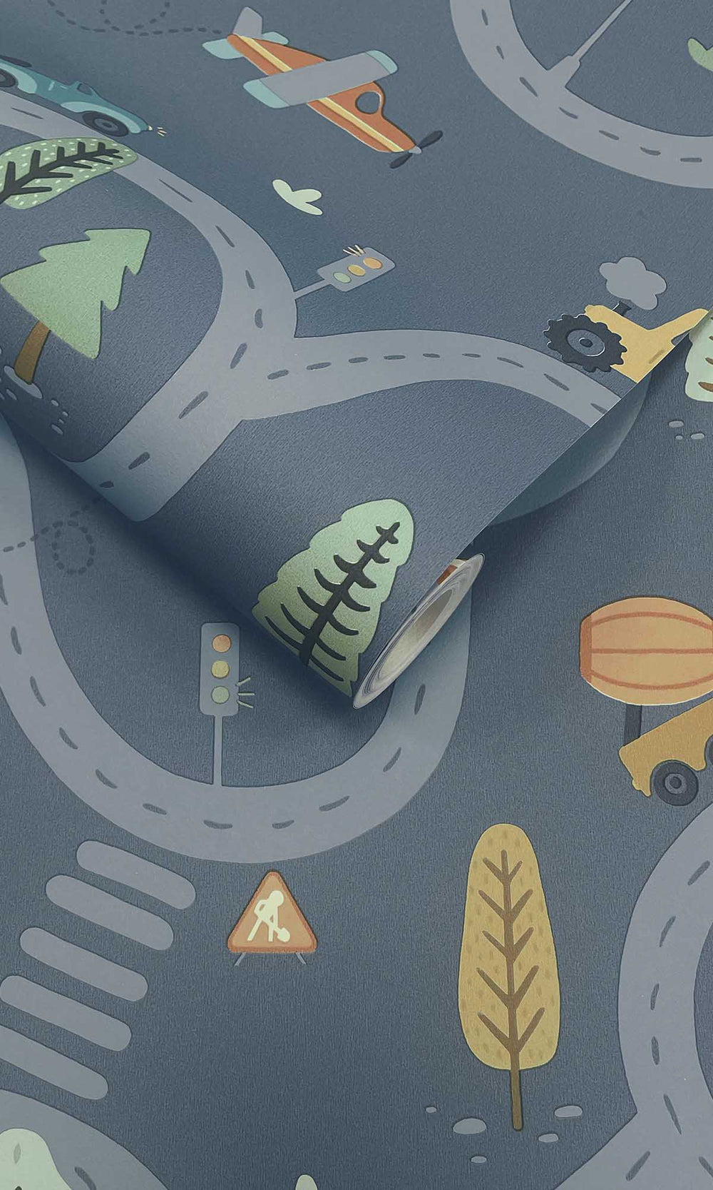 Denim Blue Winding Roads of Adventure Wallpaper R10032