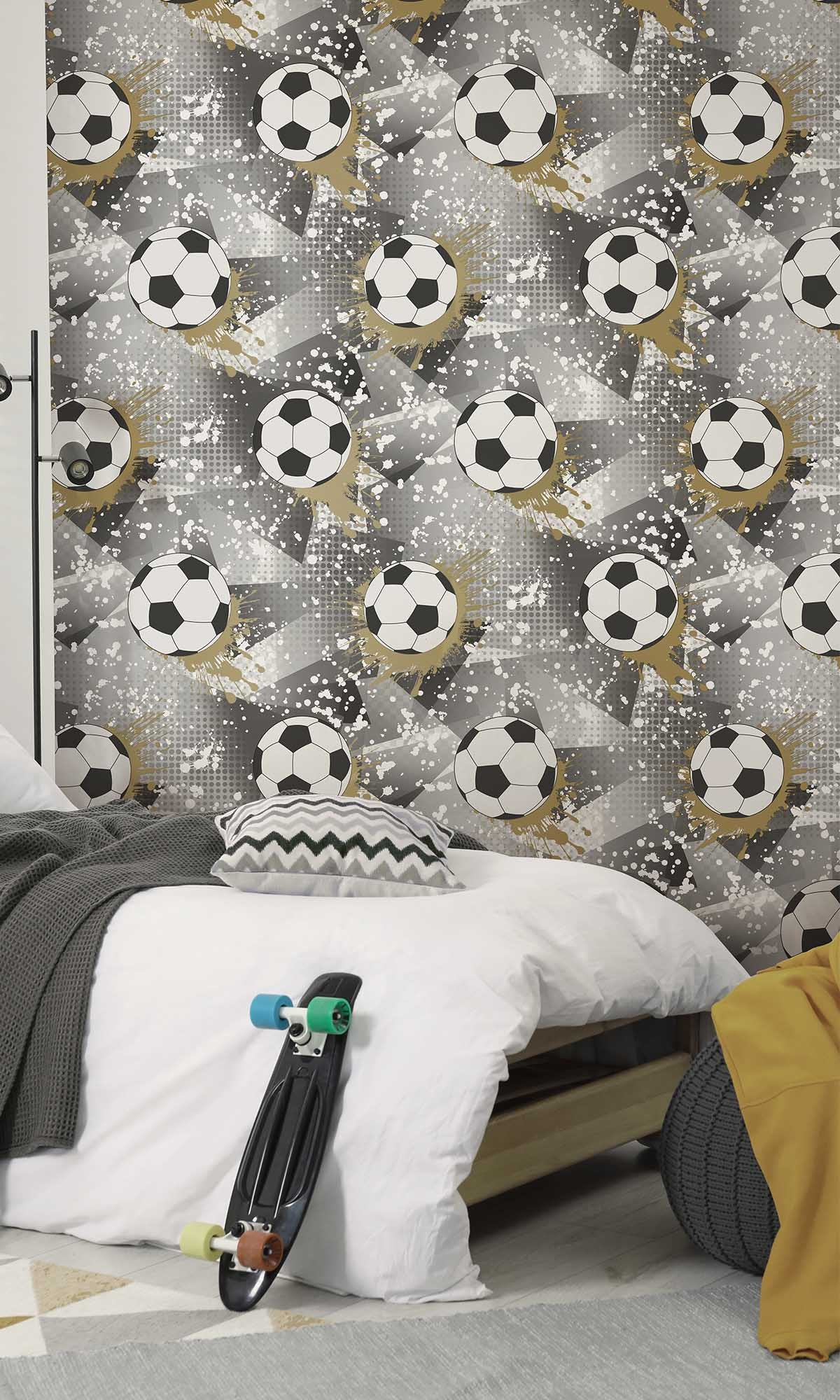 Black/Gold Football Splash Wallpaper R10033