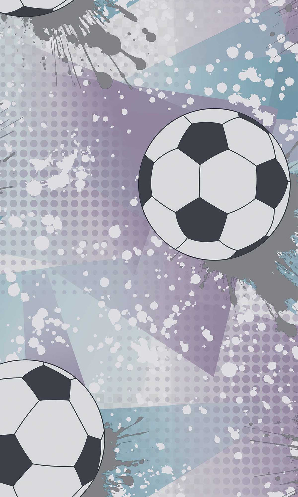 Lilac/Silver Football Splash Wallpaper R10034
