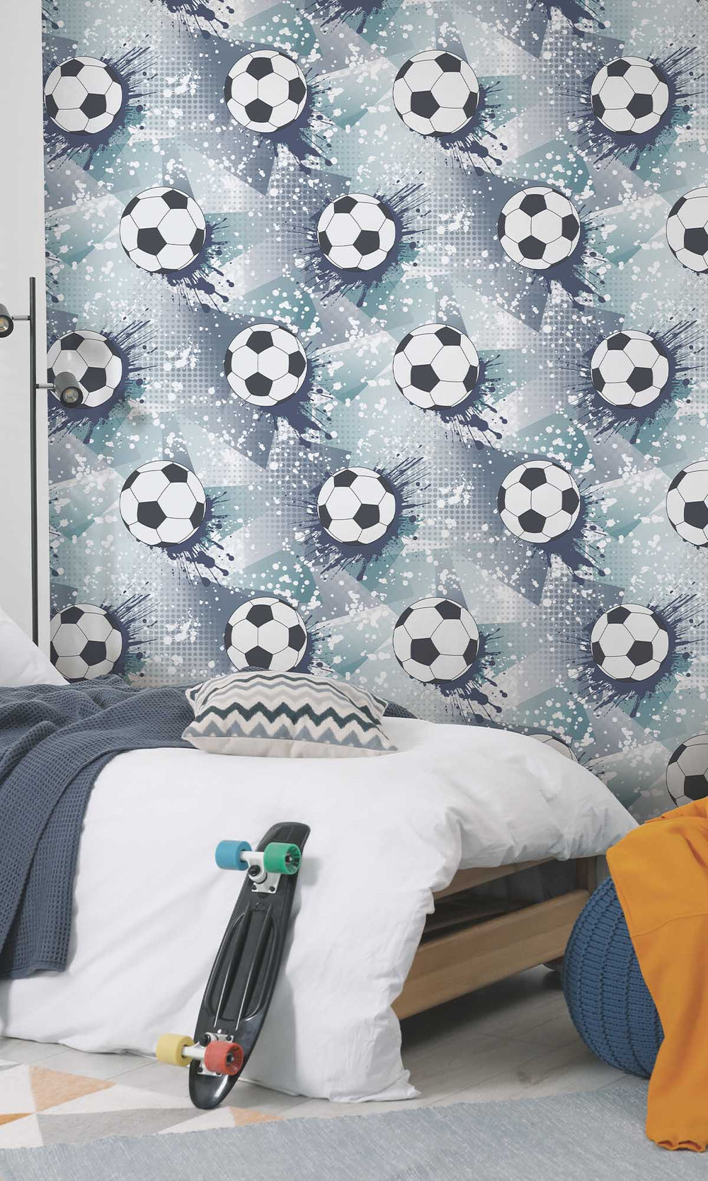 Navy/Teal Football Splash Wallpaper R10036