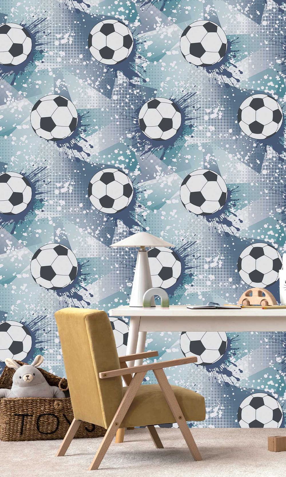 Navy/Teal Football Splash Wallpaper R10036