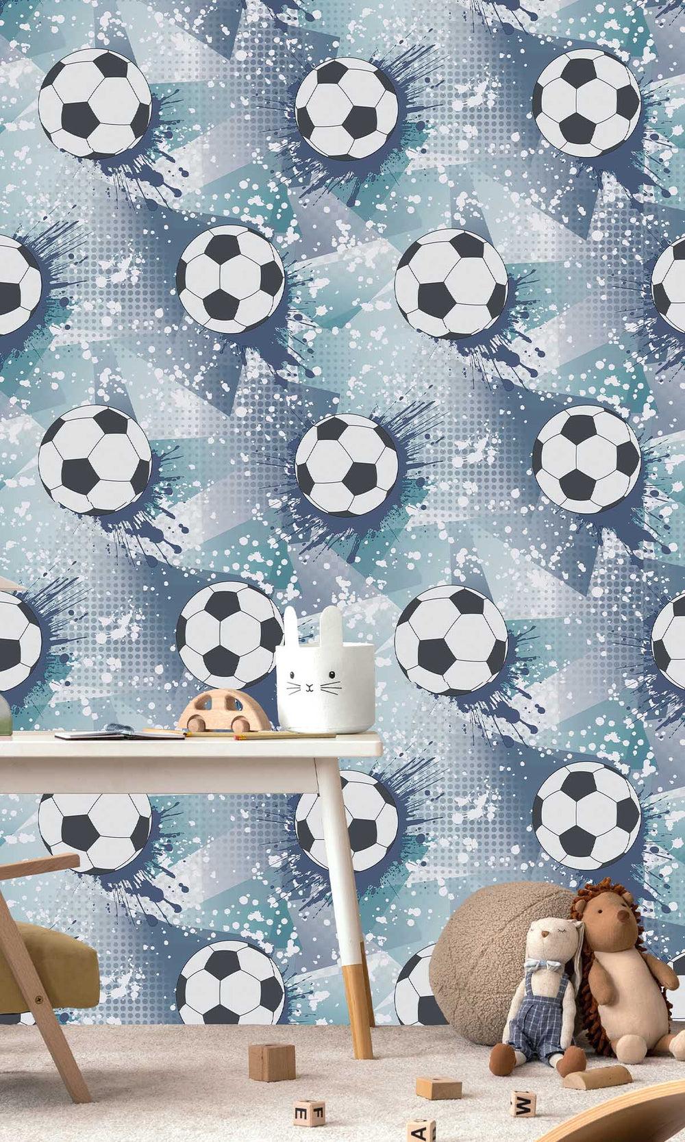 Navy/Teal Football Splash Wallpaper R10036