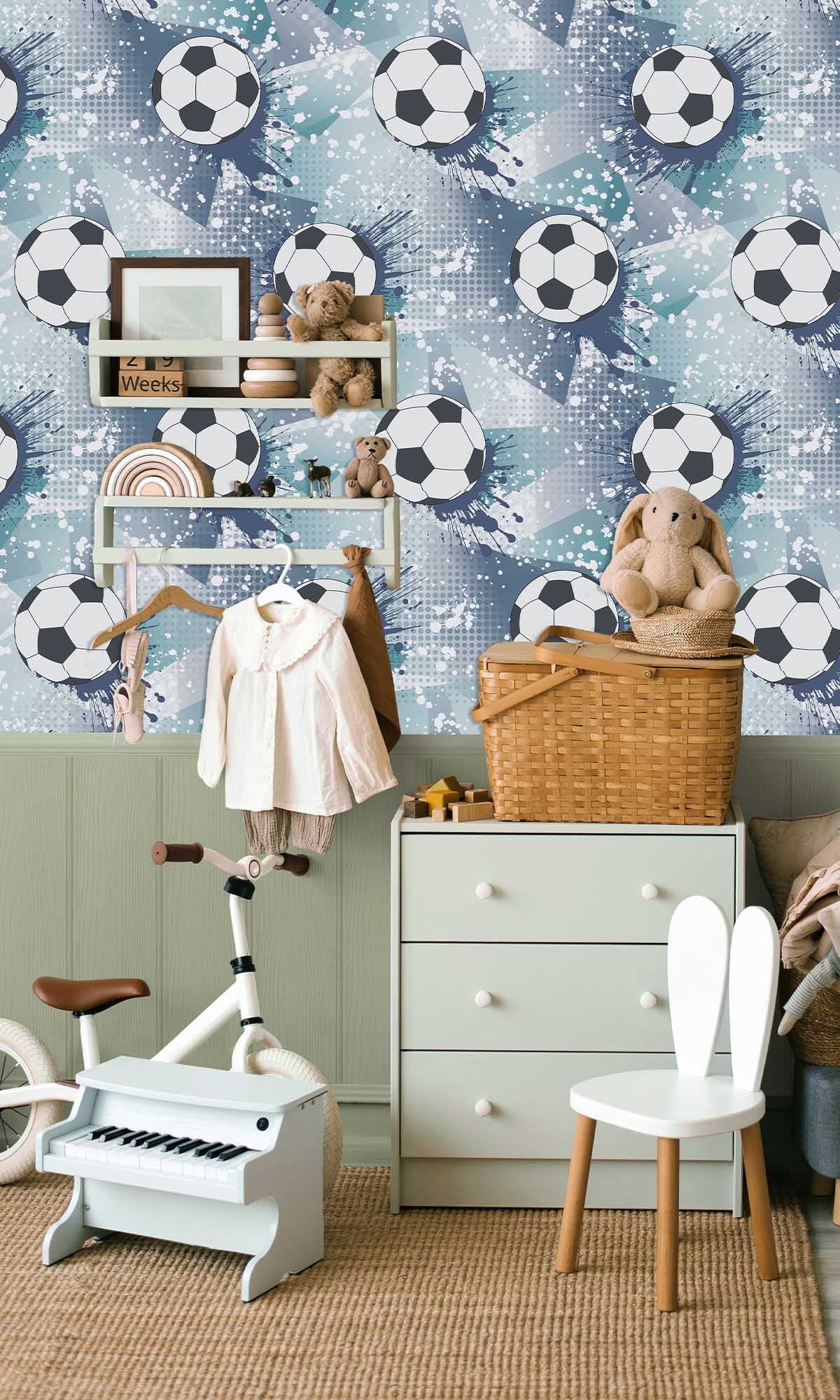 Navy/Teal Football Splash Wallpaper R10036