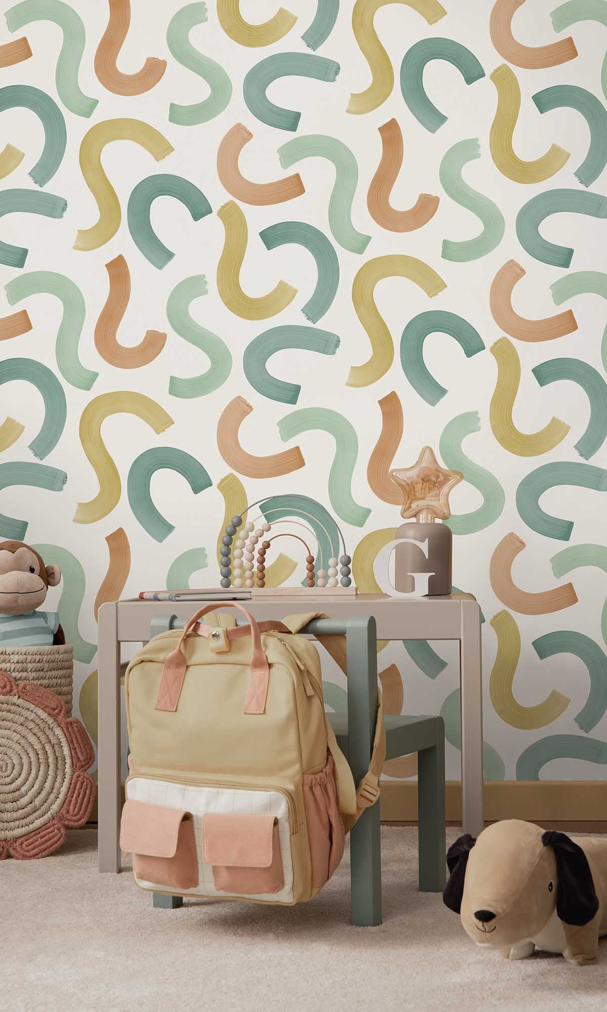 Teal/Ochre/Orange Large Confettis Wallpaper R10038
