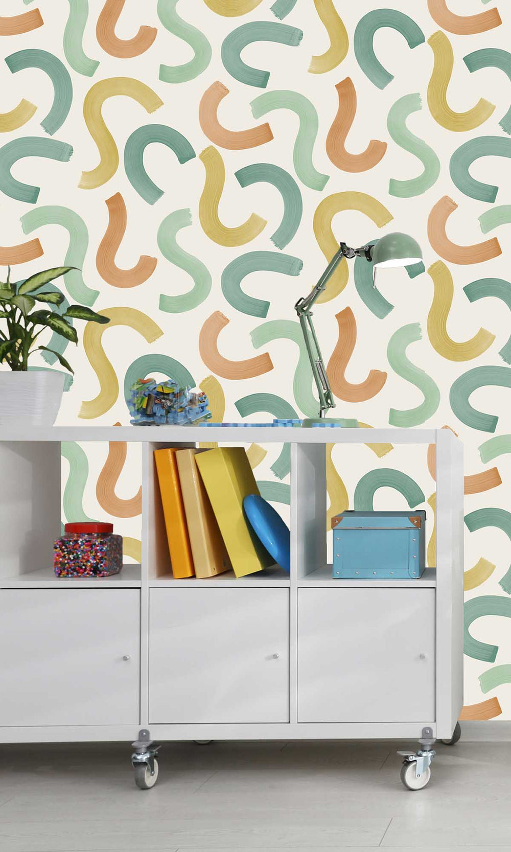 Teal/Ochre/Orange Large Confettis Wallpaper R10038
