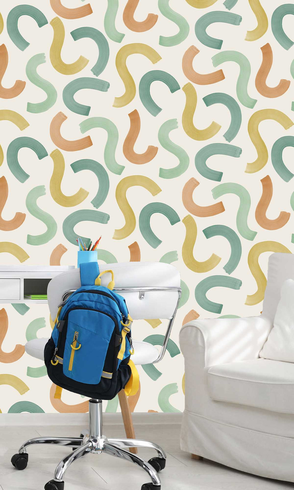 Teal/Ochre/Orange Large Confettis Wallpaper R10038