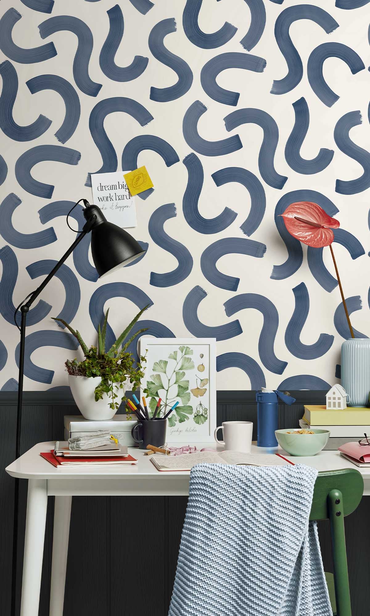 Navy Large Confettis Wallpaper R10039