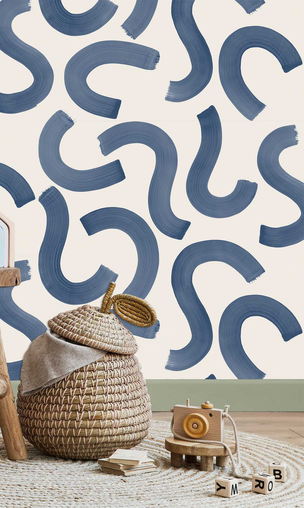 Navy Large Confettis Wallpaper R10039