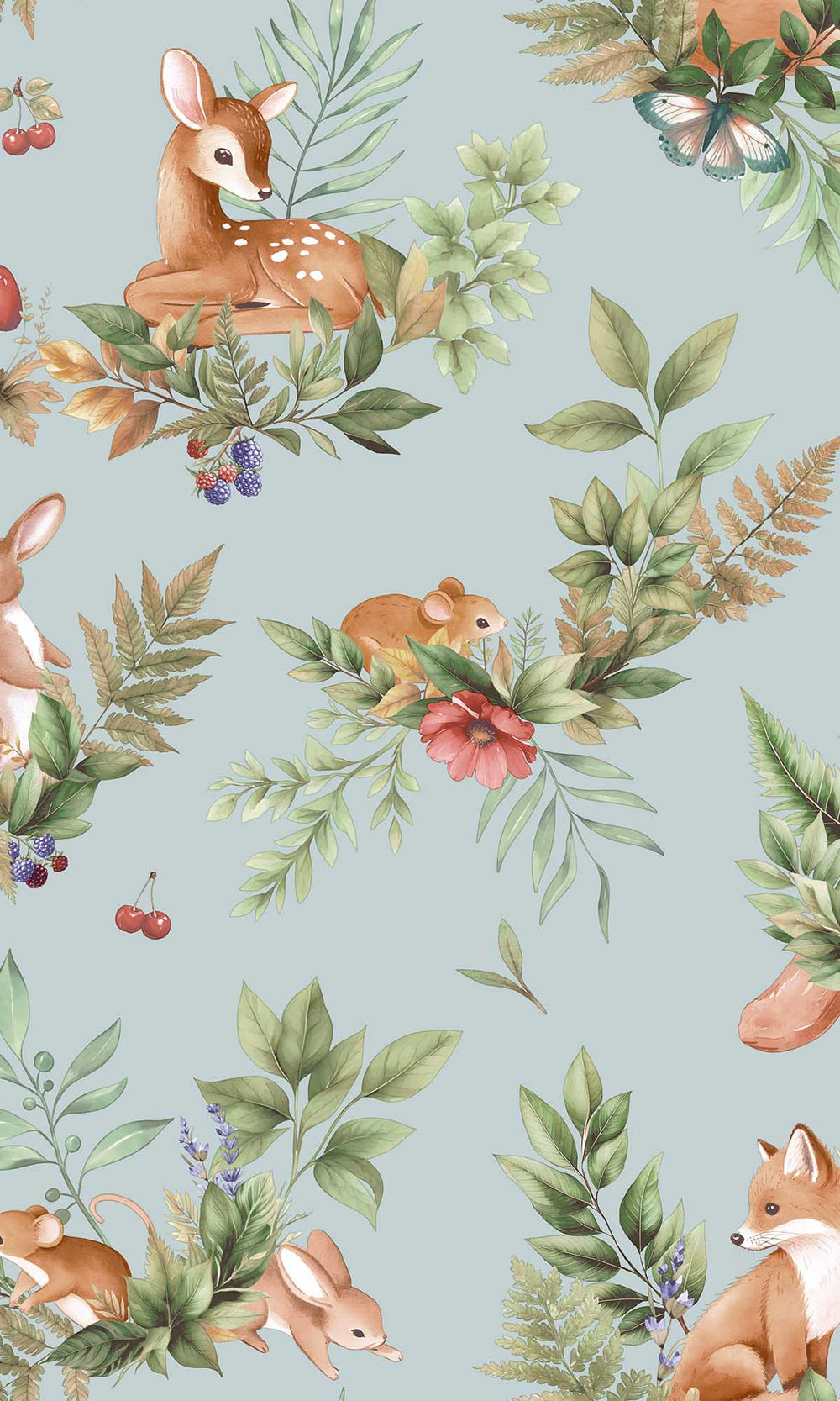 Duck Egg Blue Magical Woodlands Wallpaper R10040