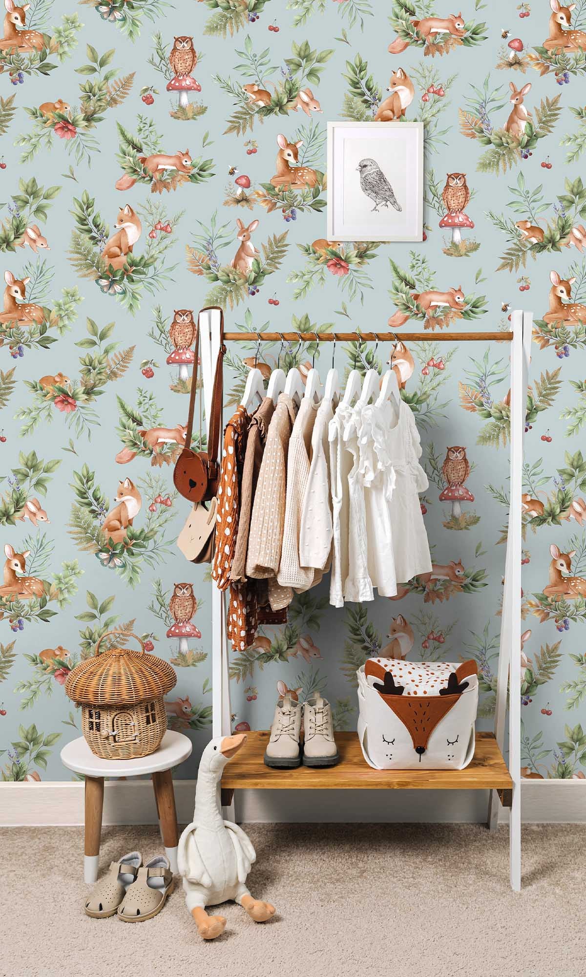 Duck Egg Blue Magical Woodlands Wallpaper R10040