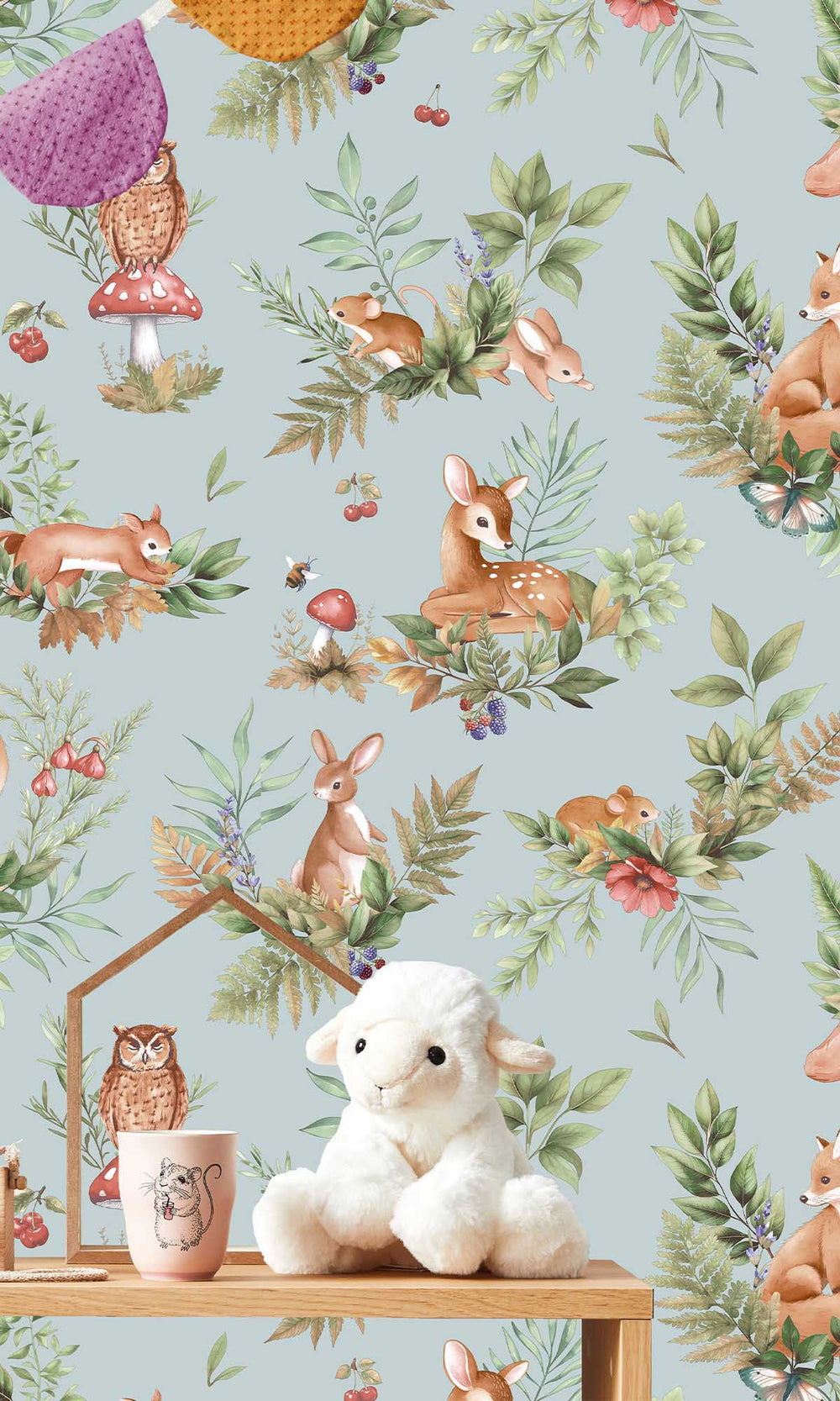 Duck Egg Blue Magical Woodlands Wallpaper R10040