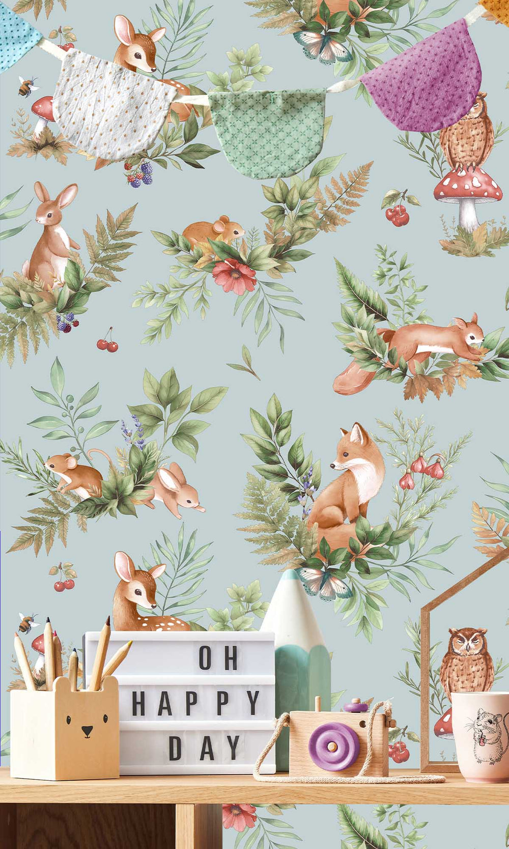 Duck Egg Blue Magical Woodlands Wallpaper R10040