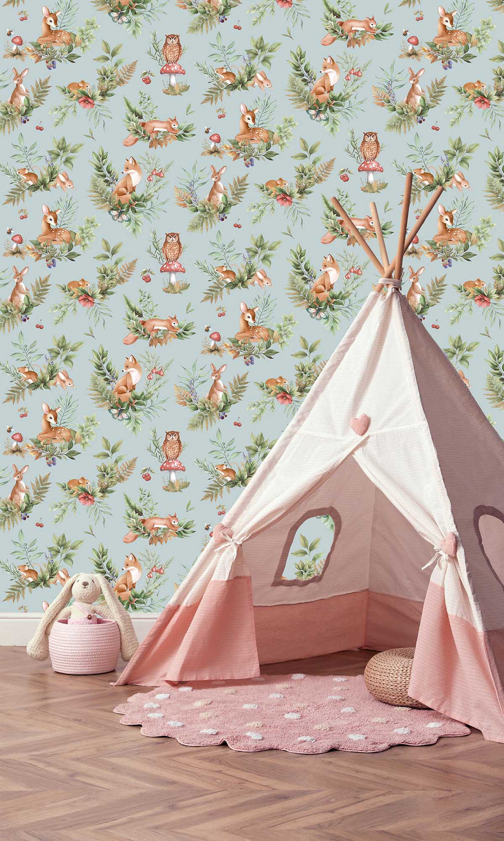 Duck Egg Blue Magical Woodlands Wallpaper R10040