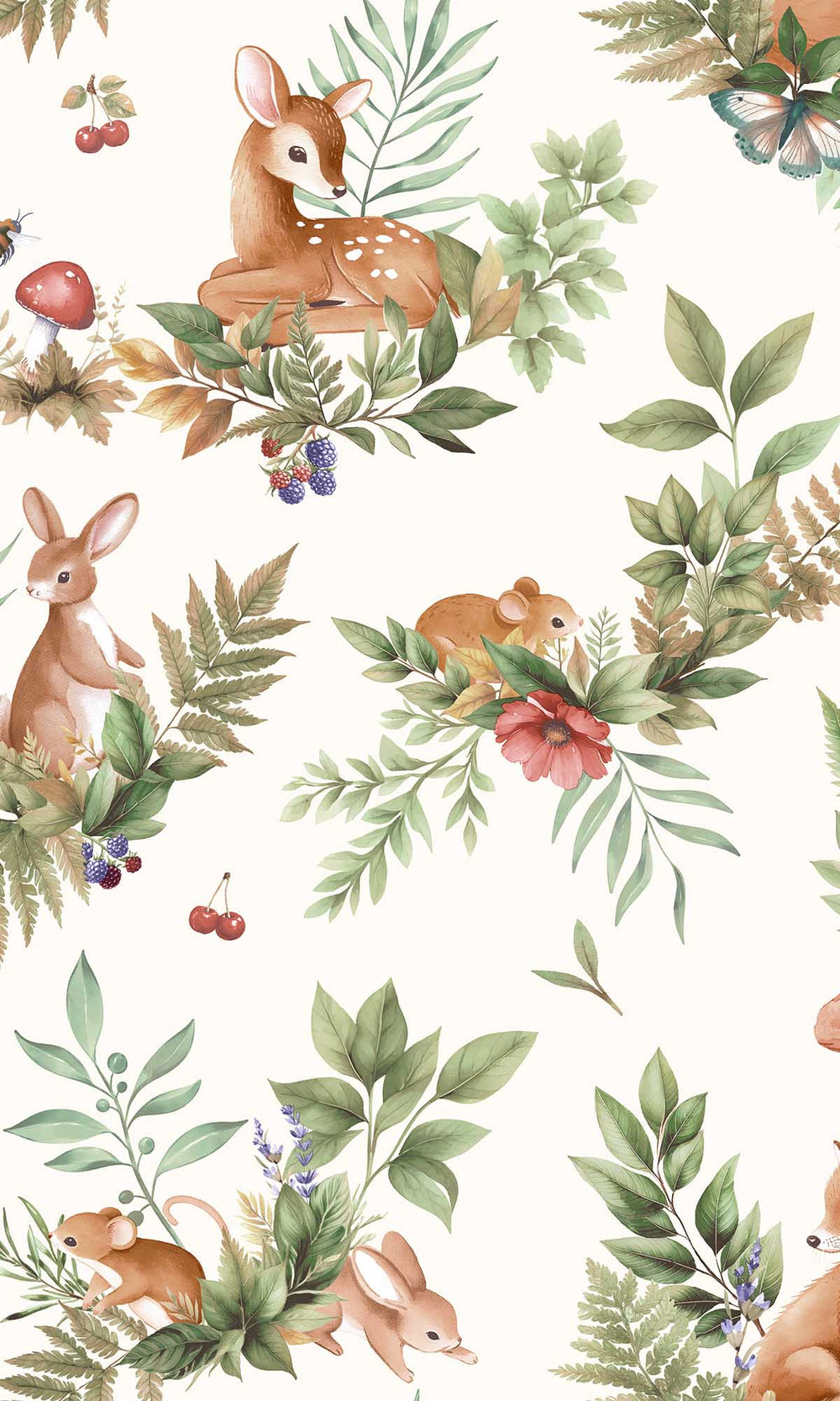 Cream/Multi Magical Woodlands Wallpaper R10043