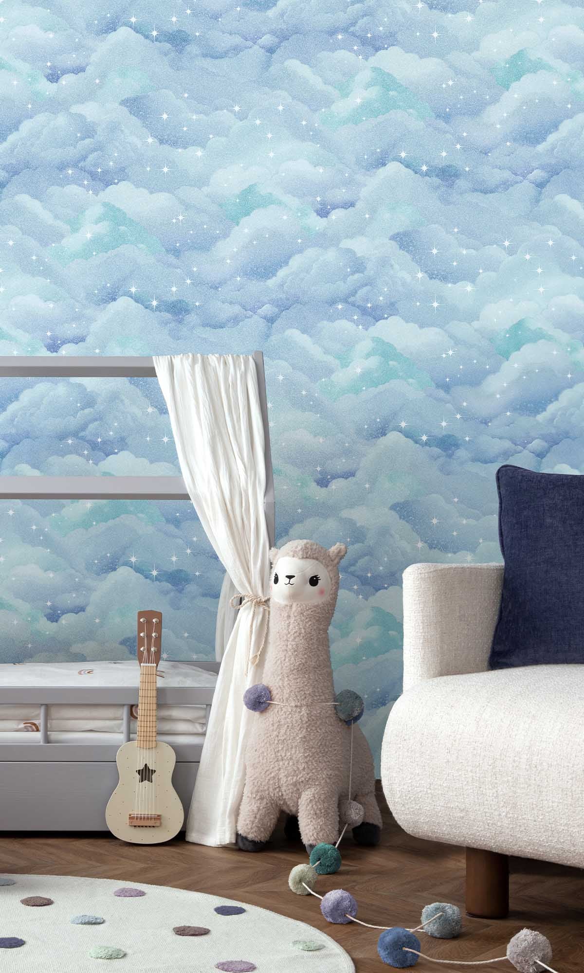 Aqua Creamy Clouds Wallpaper R10045