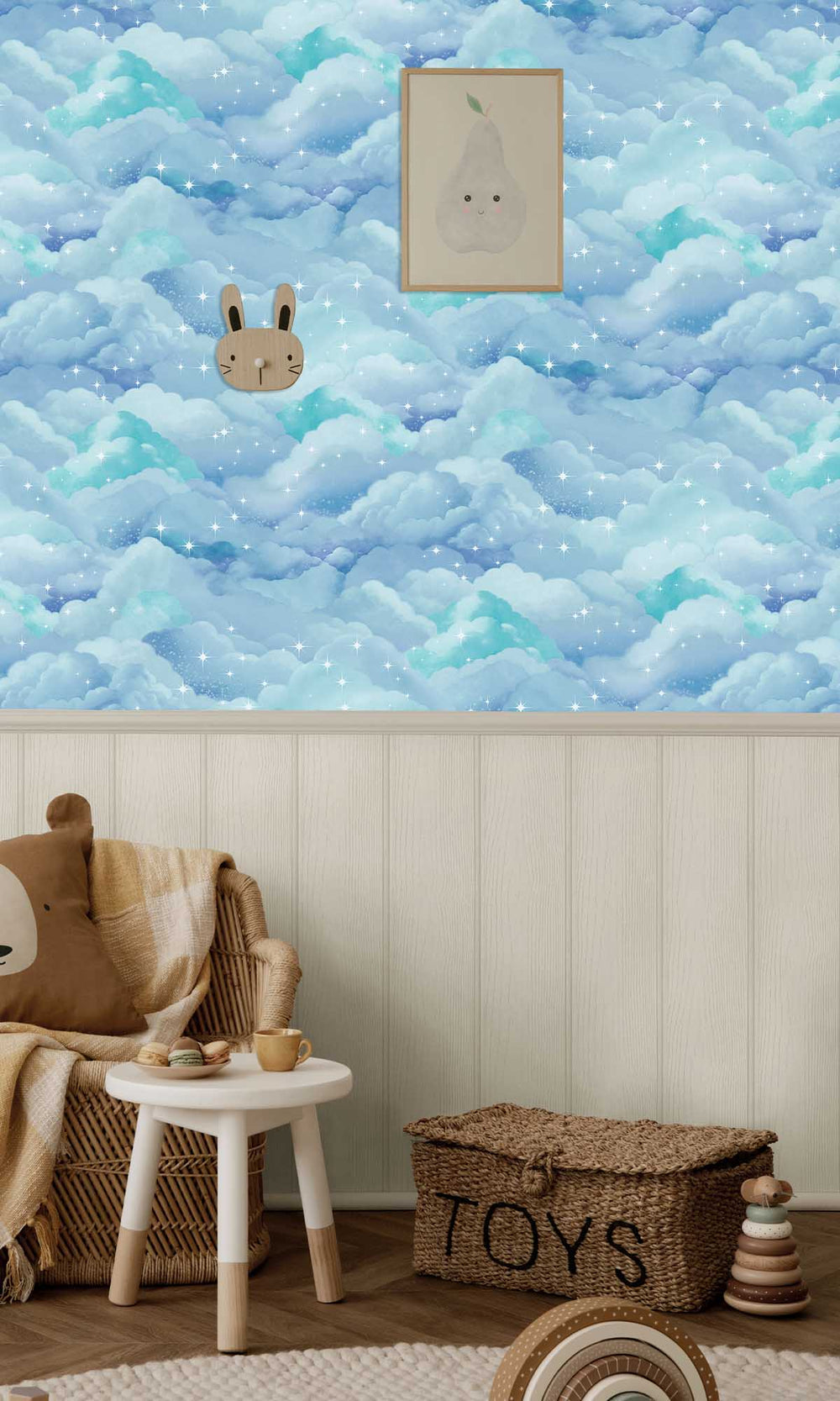 Aqua Creamy Clouds Wallpaper R10045