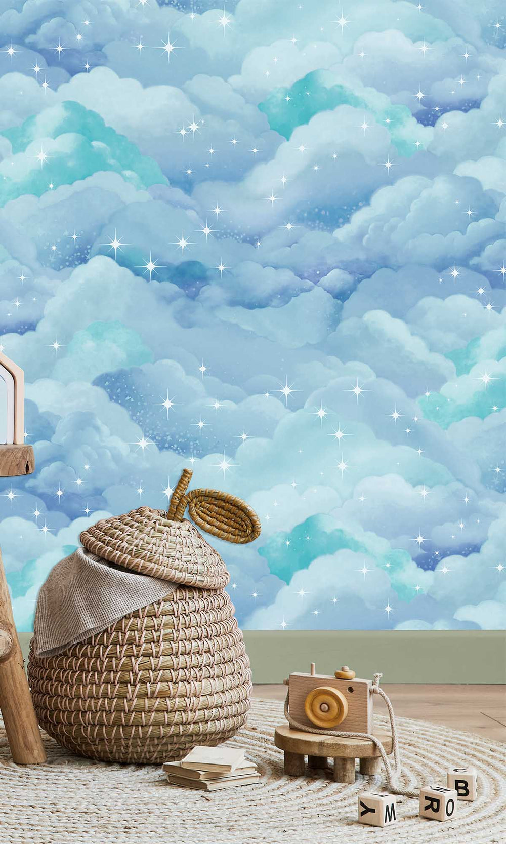 Aqua Creamy Clouds Wallpaper R10045