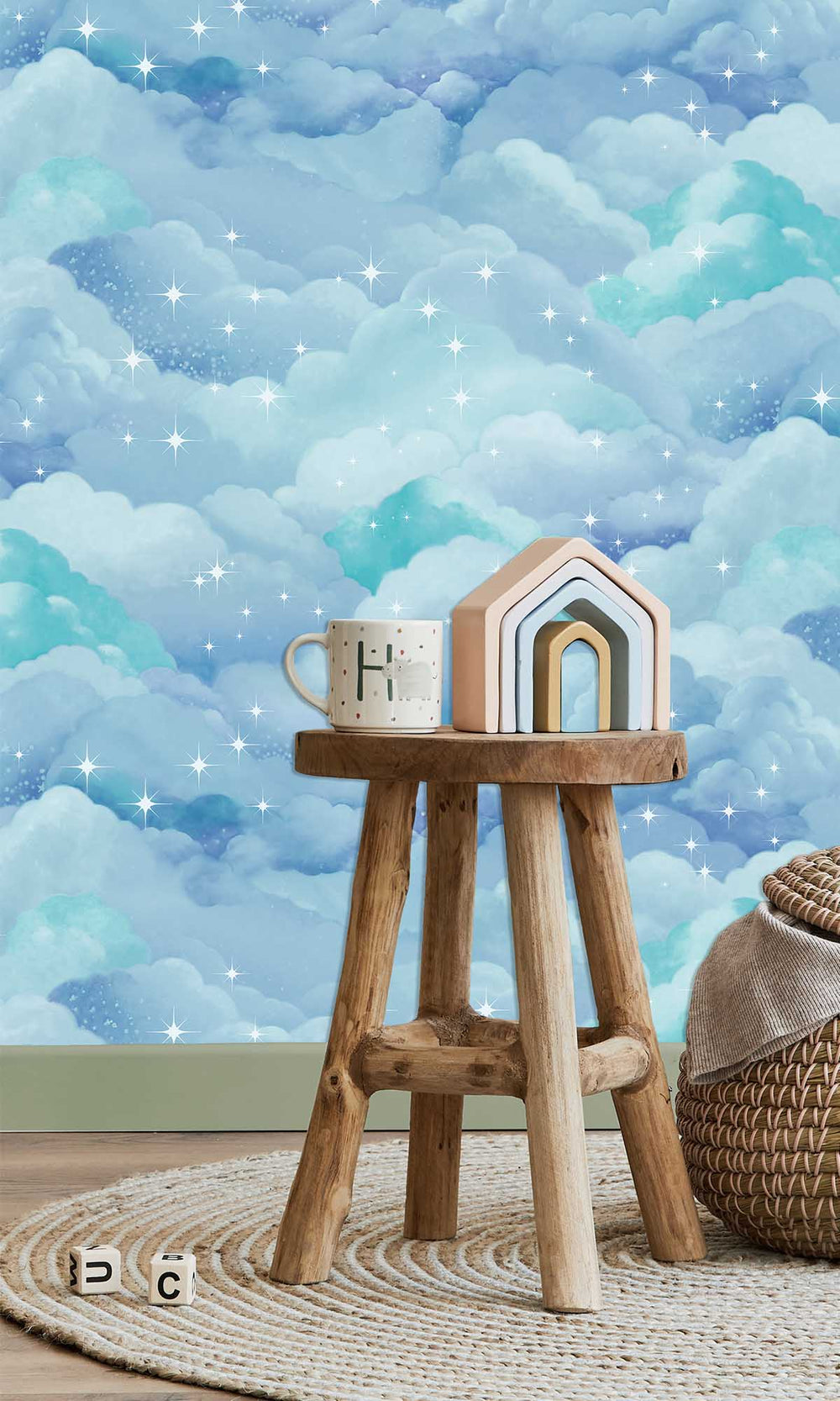 Aqua Creamy Clouds Wallpaper R10045