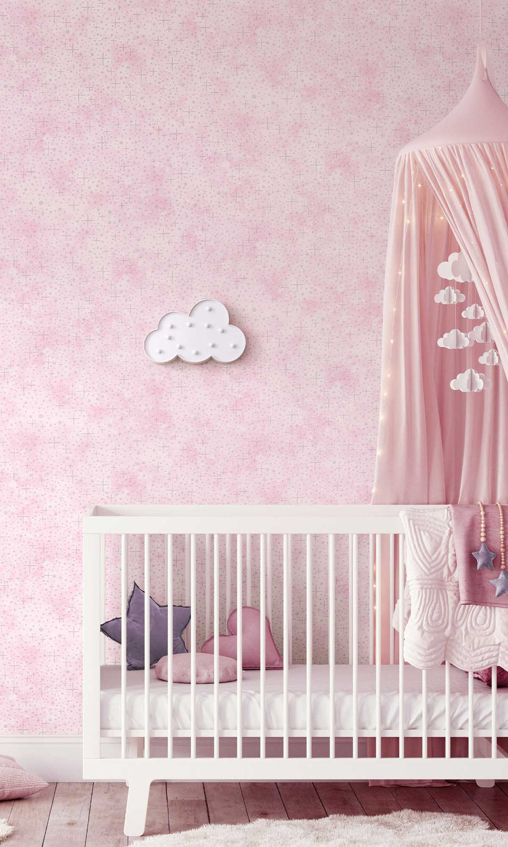 Pink Glittered Cloudy Design Wallpaper R10050