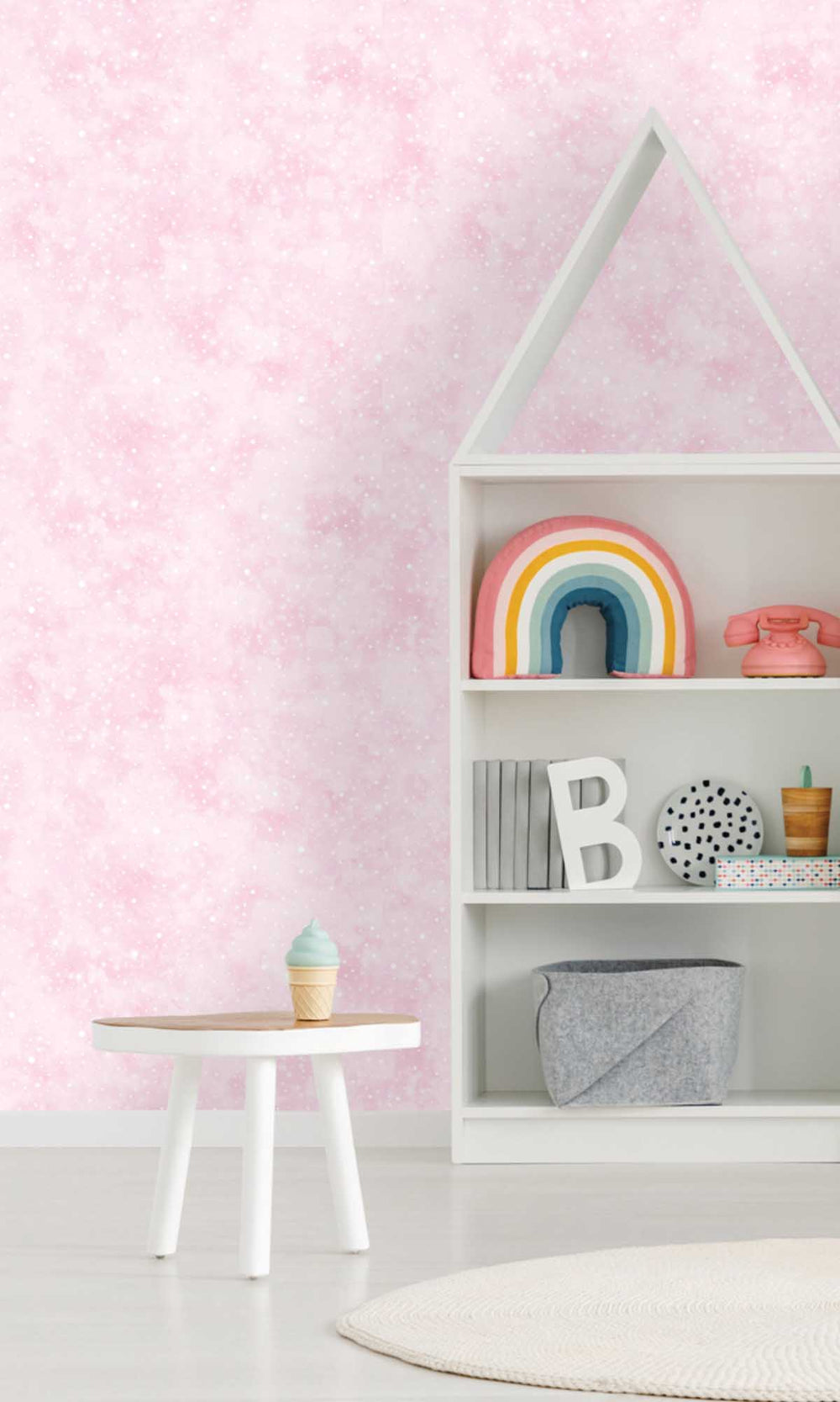 Pink Glittered Cloudy Design Wallpaper R10050