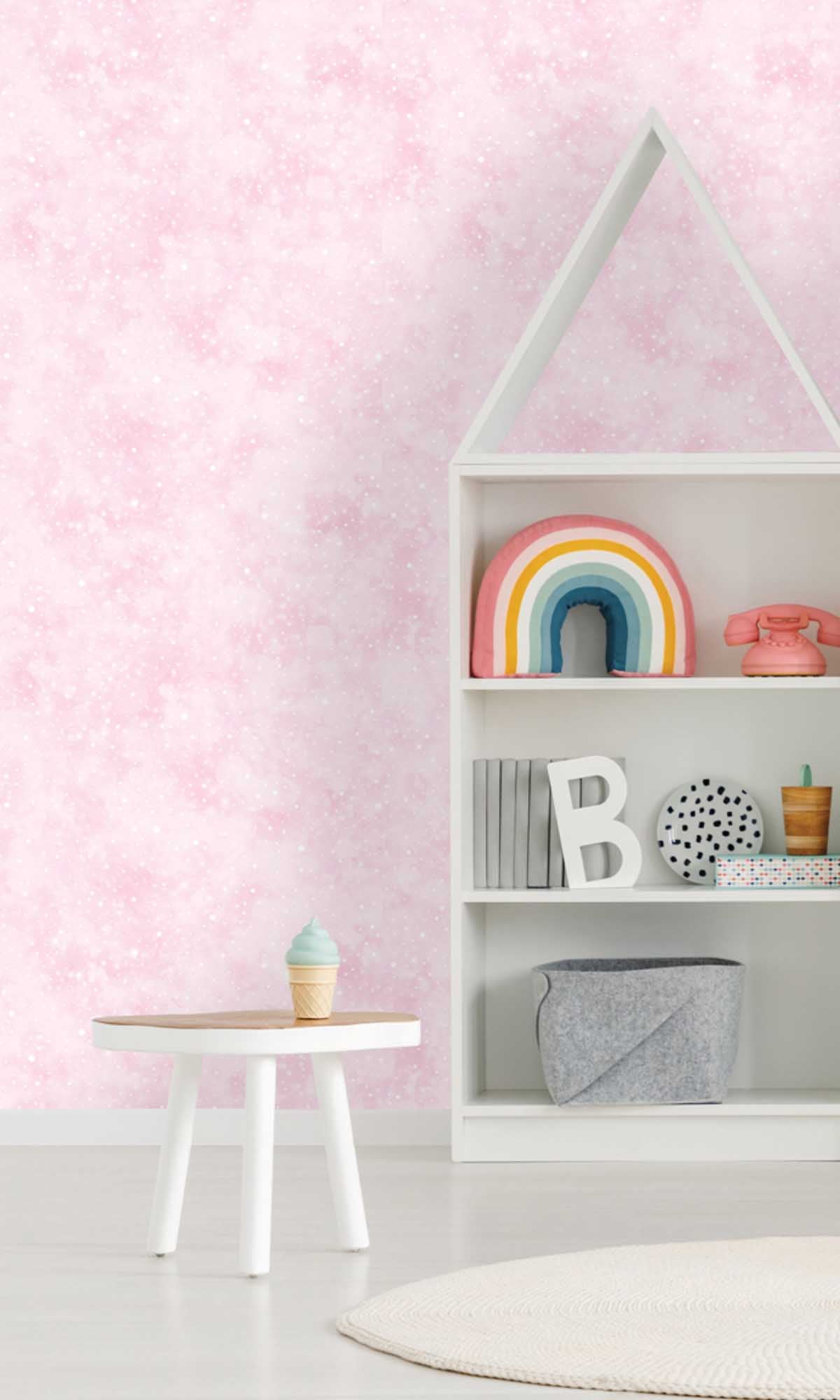 Pink Glittered Cloudy Design Wallpaper R10050