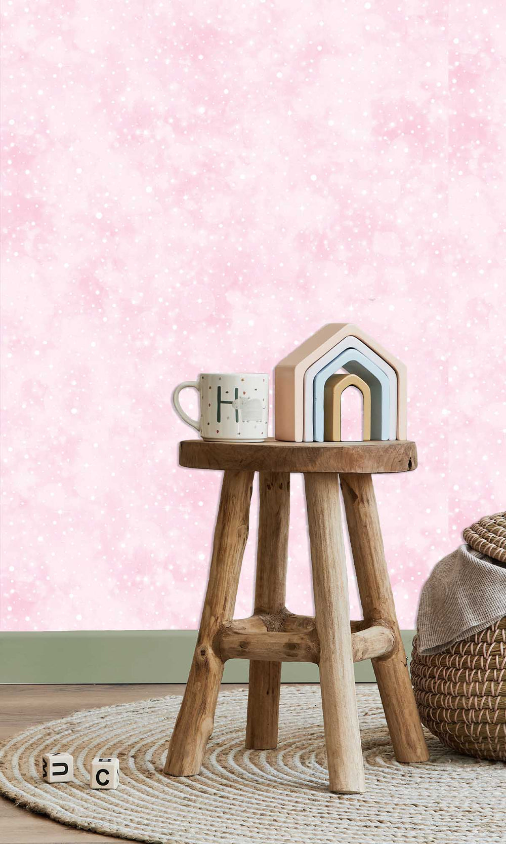 Pink Glittered Cloudy Design Wallpaper R10050