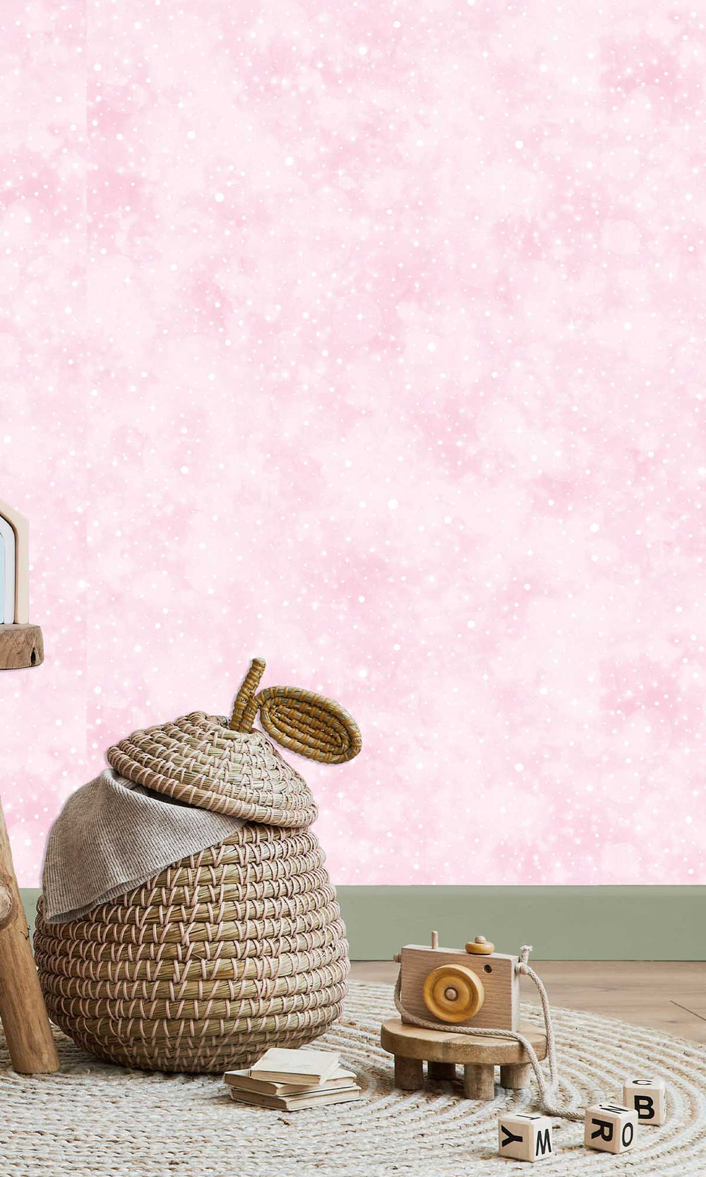 Pink Glittered Cloudy Design Wallpaper R10050