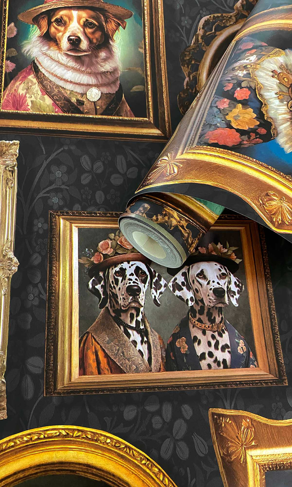 Charcoal Framed Regal Beasts Wallpaper R10051