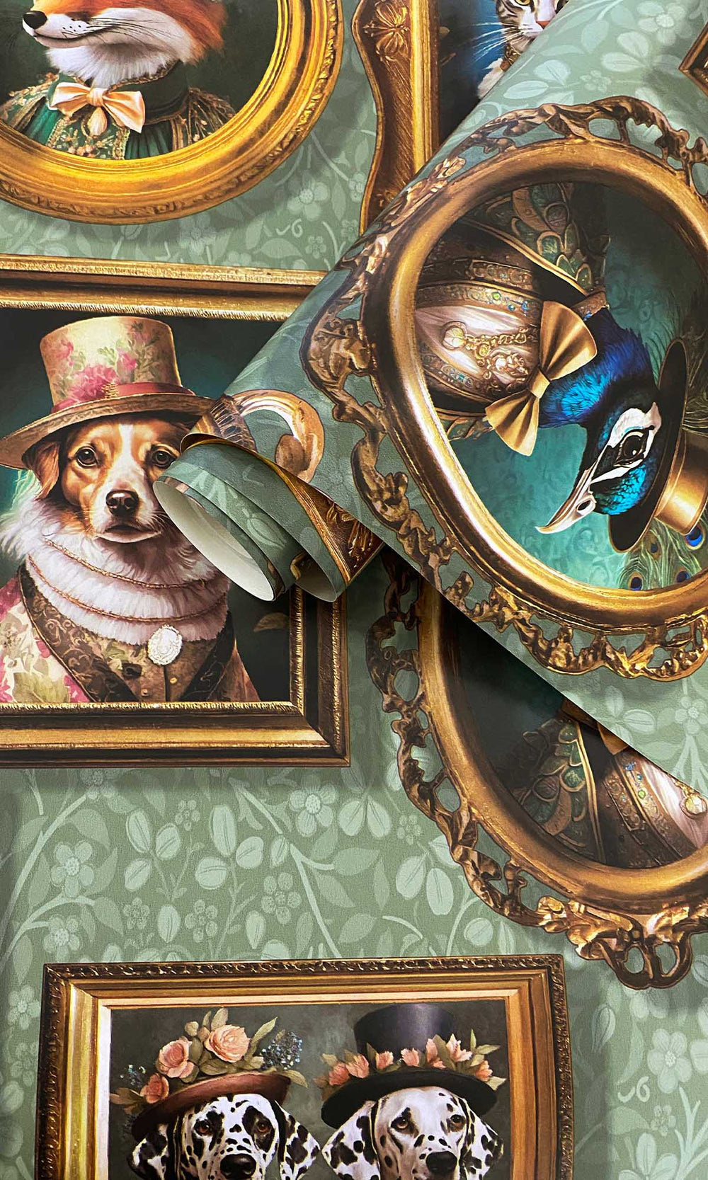 Sage Framed Regal Beasts Wallpaper R10053