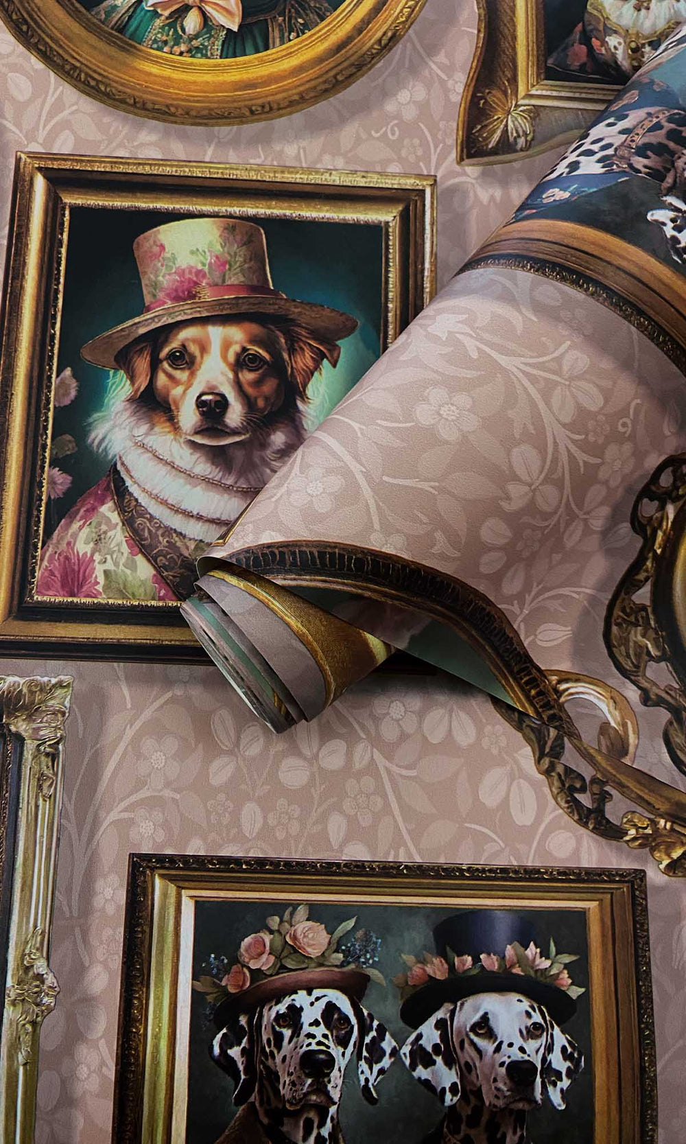 Pink Framed Regal Beasts Wallpaper R10054