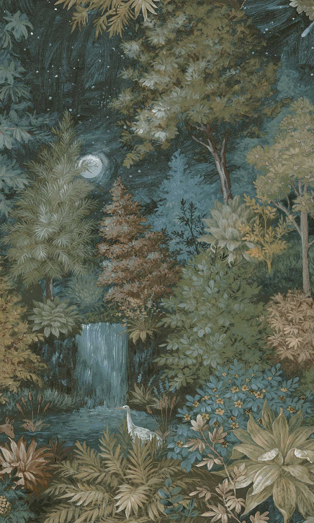 Teal/Yellow Moonlit Forest Wallpaper R10055