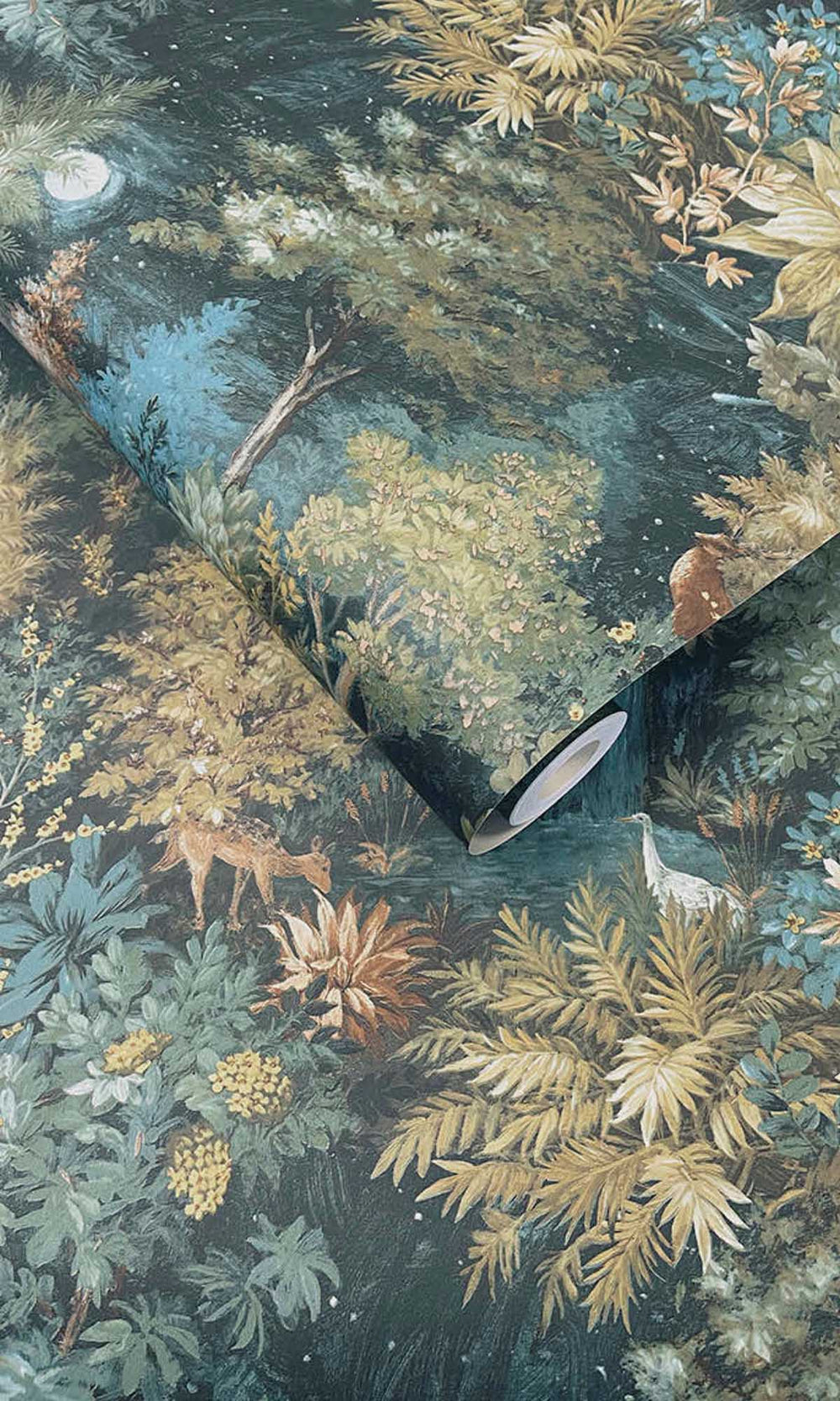 Teal/Yellow Moonlit Forest Wallpaper R10055