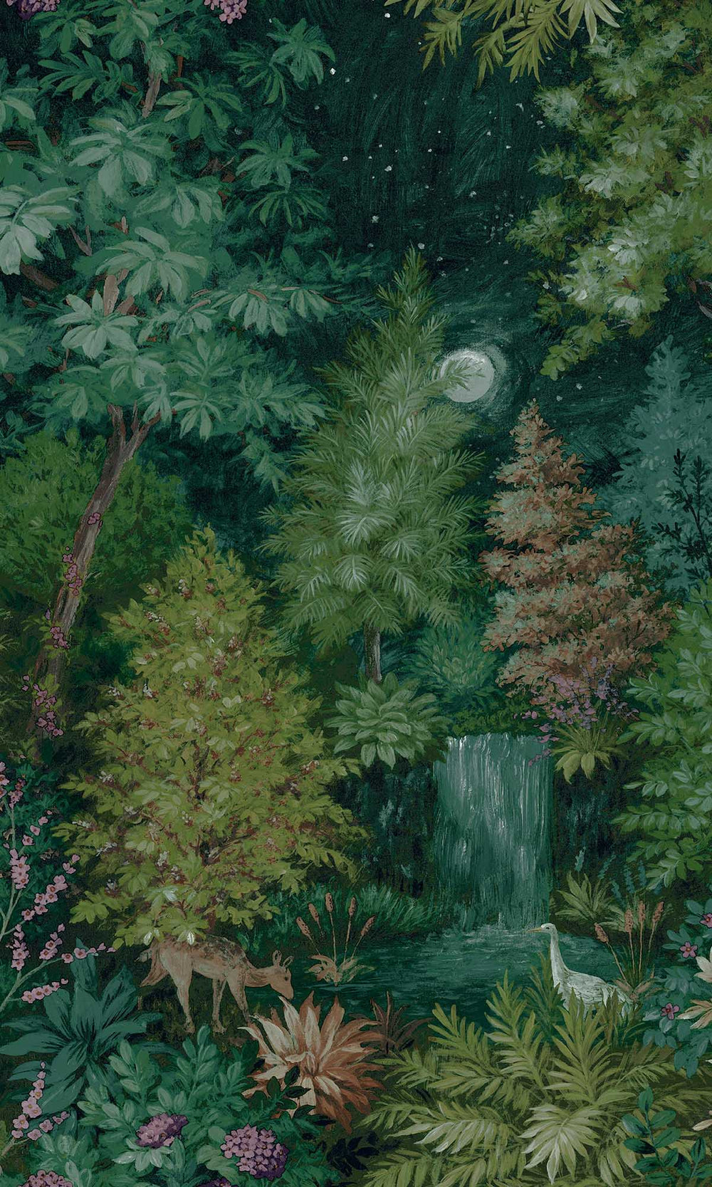 Green Moonlit Forest Wallpaper R10056