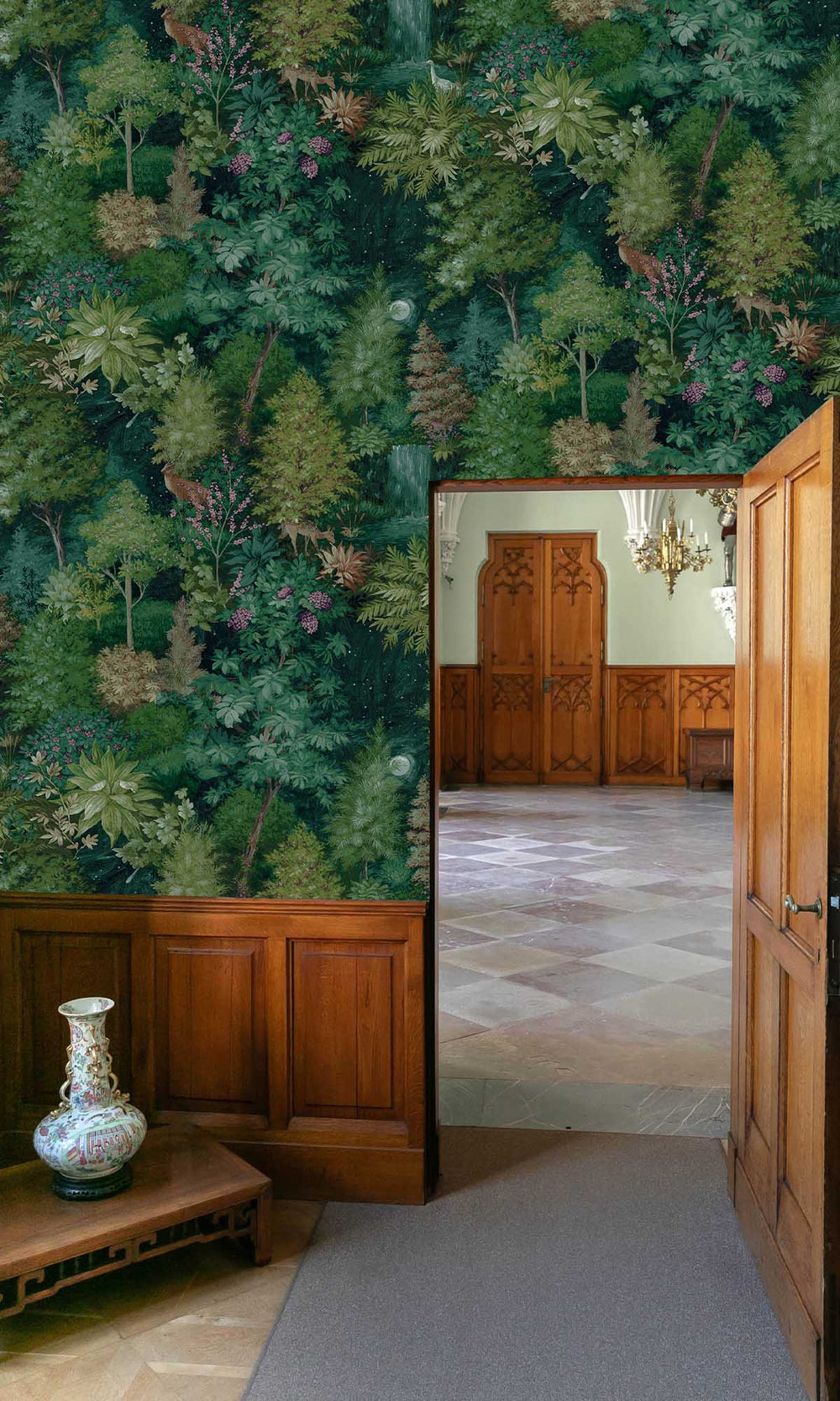Green Moonlit Forest Wallpaper R10056