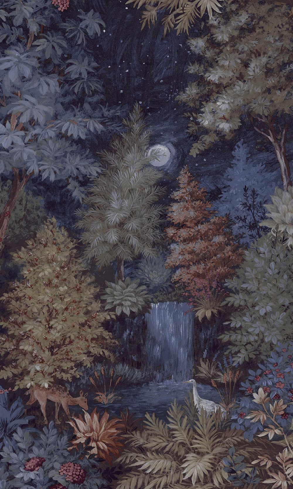Navy Moonlit Forest Wallpaper R10057