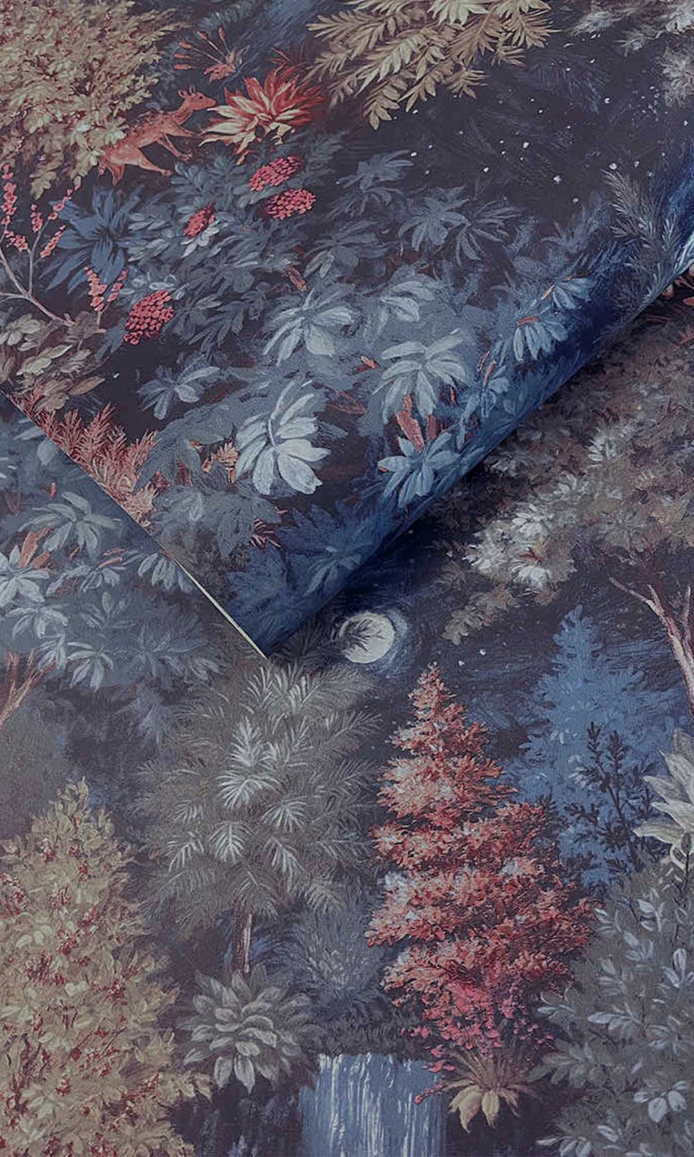 Navy Moonlit Forest Wallpaper R10057