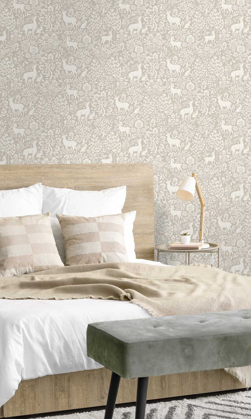 Taupe Peaceful Forest Scene Wallpaper R10059