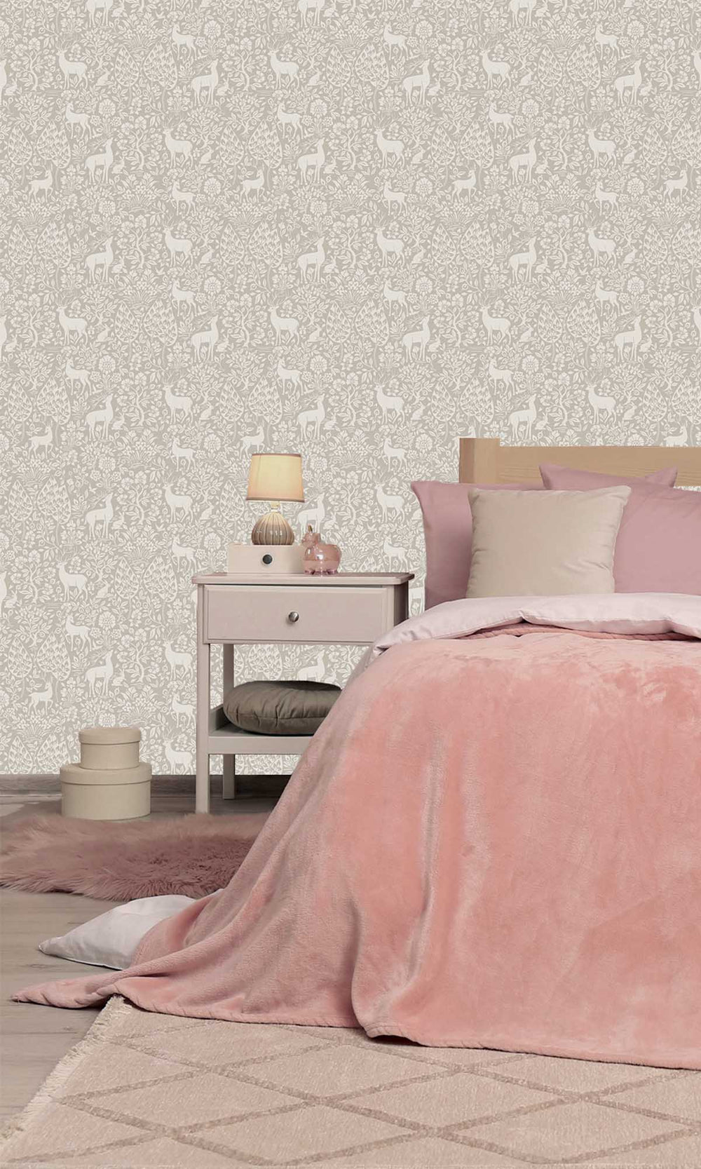Taupe Peaceful Forest Scene Wallpaper R10059
