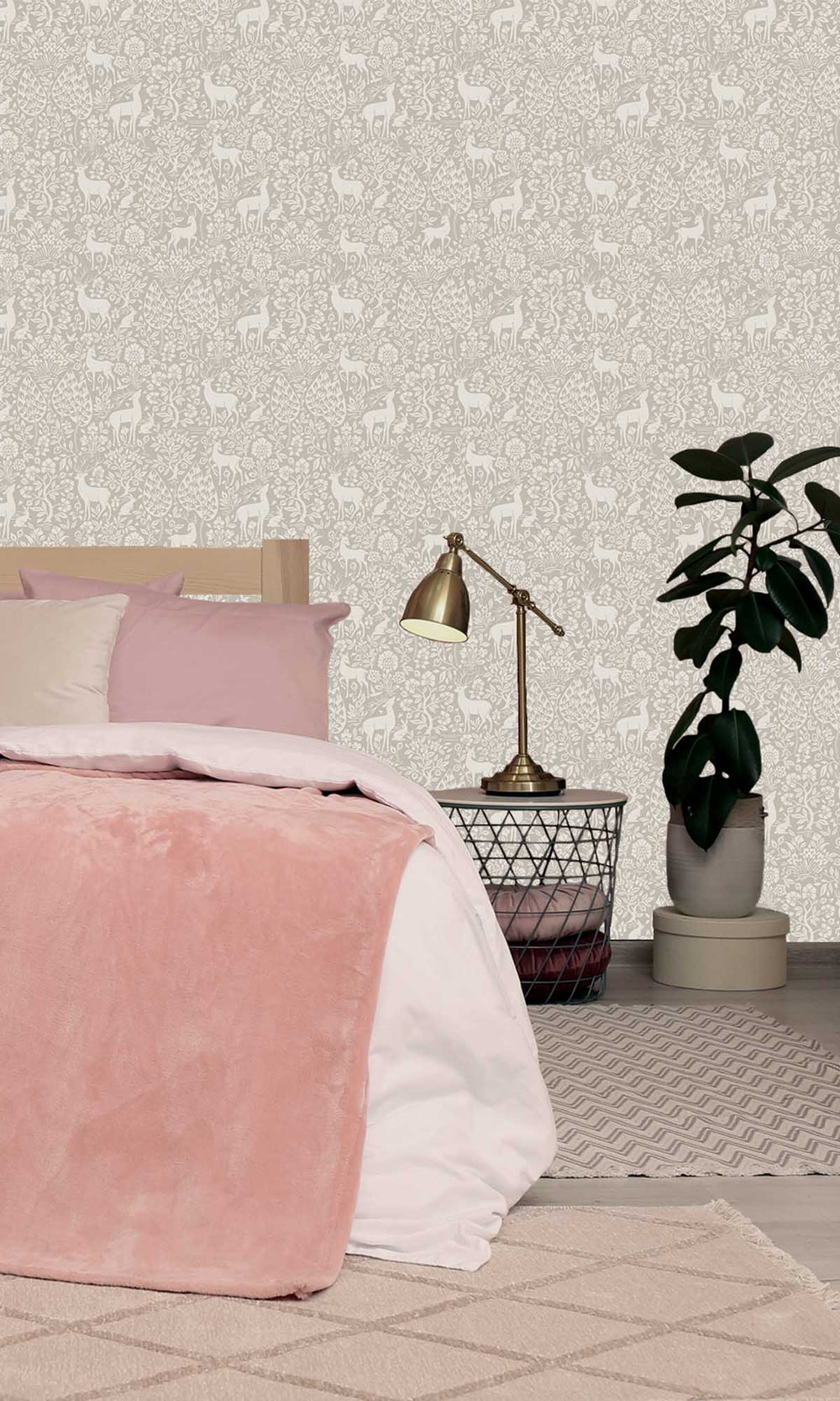Taupe Peaceful Forest Scene Wallpaper R10059