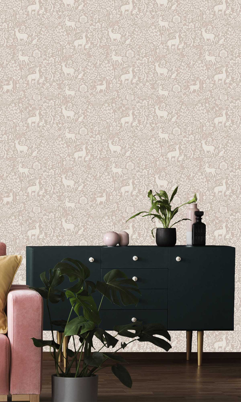Pink Peaceful Forest Scene Wallpaper R10060