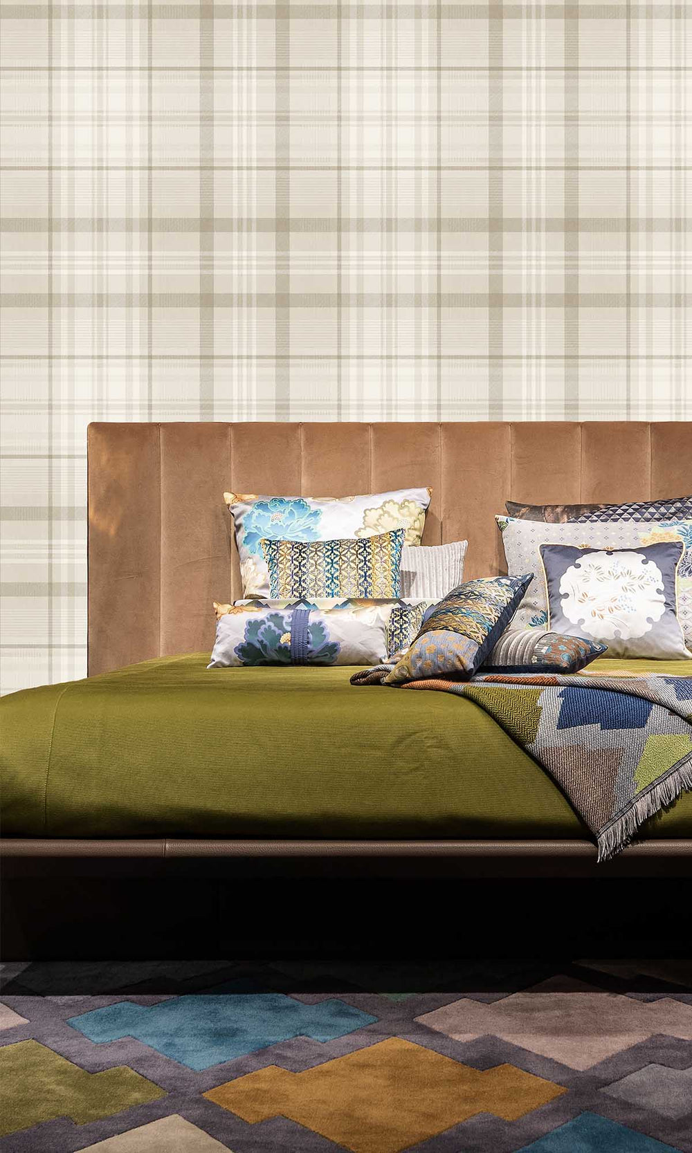 Neutral Kirkham Check Wallpaper R10064
