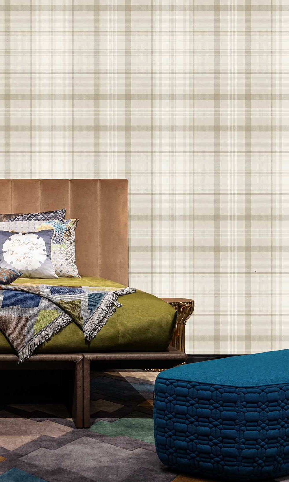 Neutral Kirkham Check Wallpaper R10064